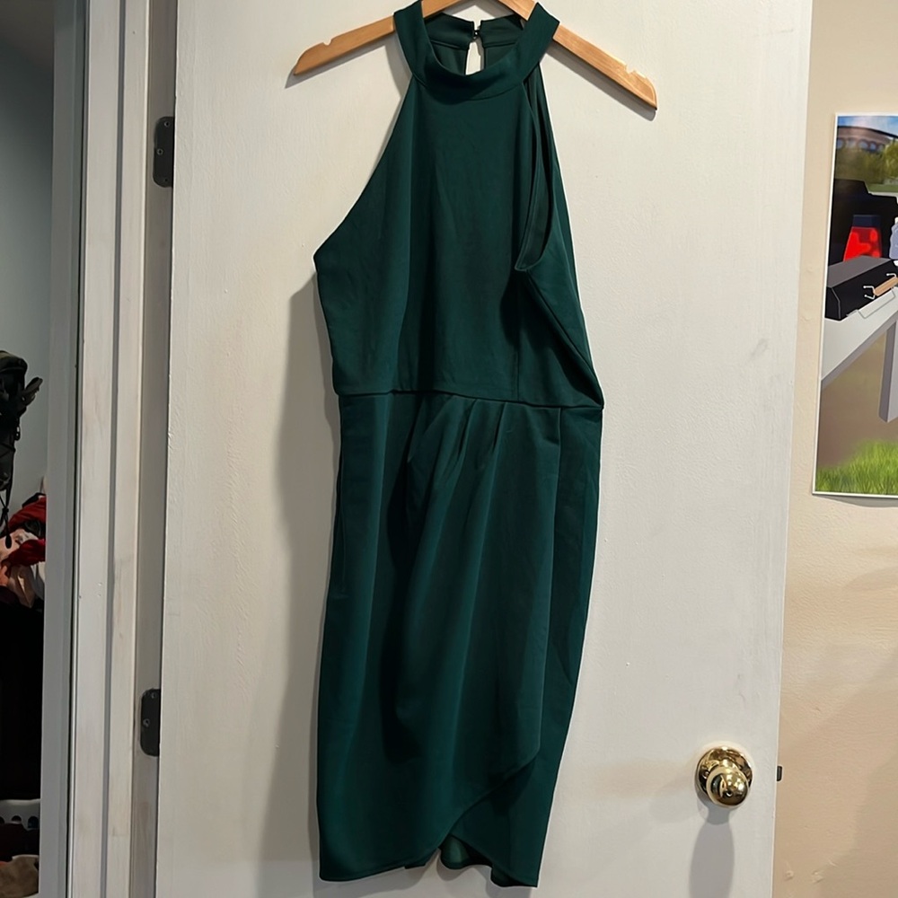 Green High Neck Cocktail Dress